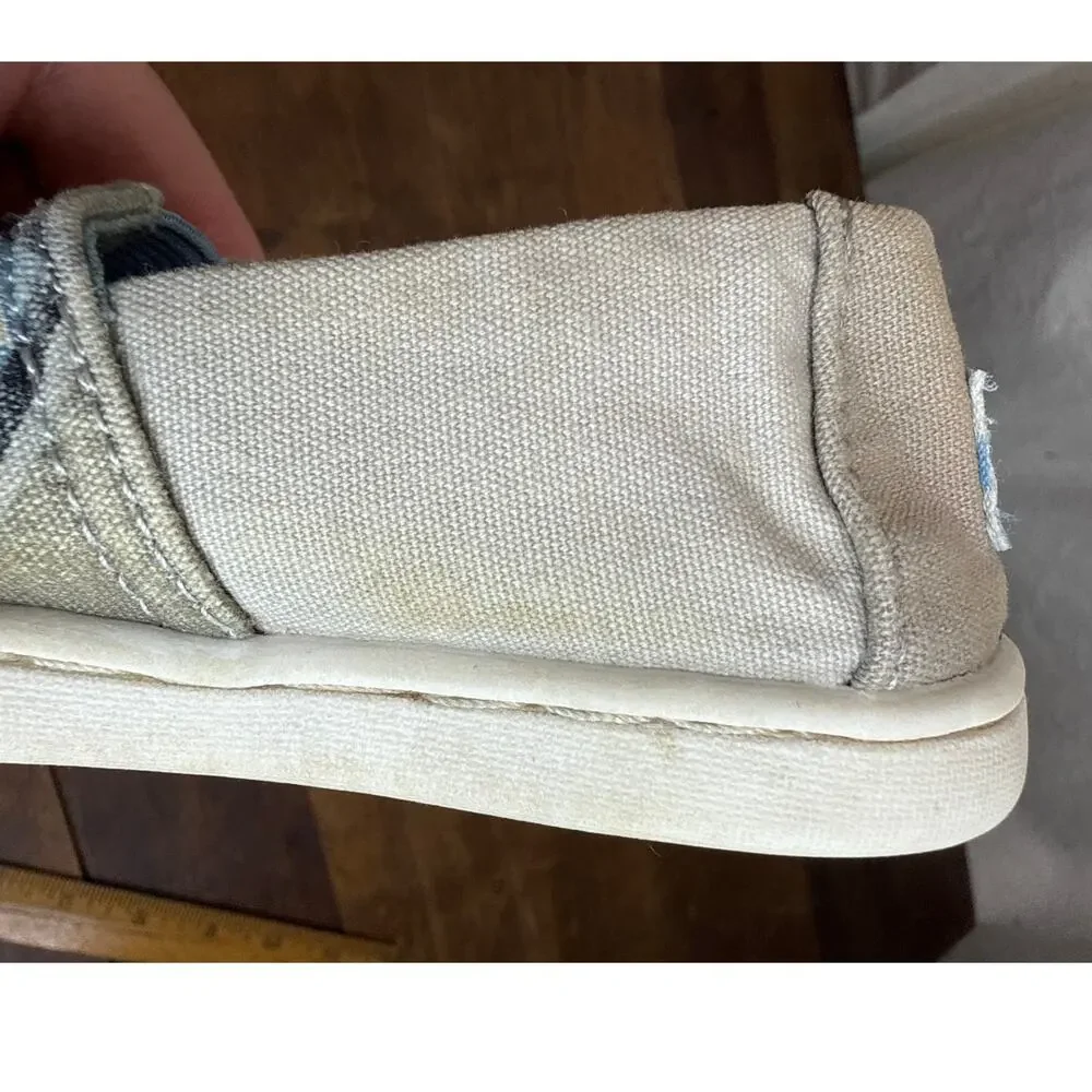 TOMS Alpargata Slip-On Shoe Geometric Blue Gray & Tan Print Toddler Size 7